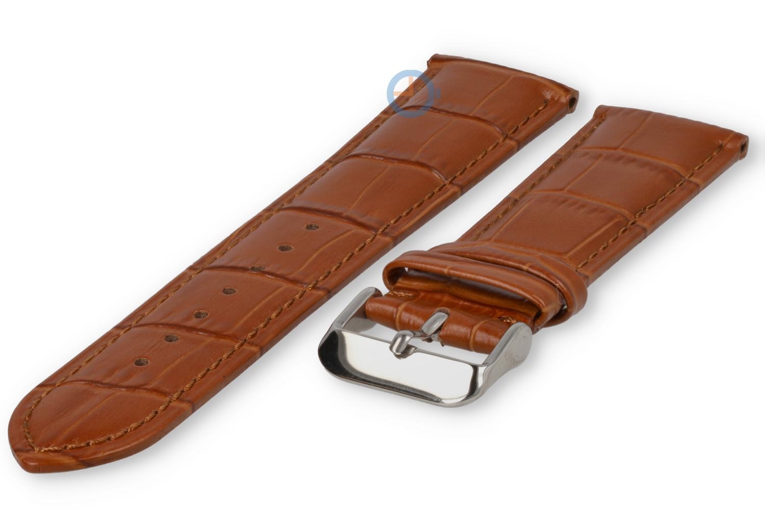 Uhrenarmband 23mm - Kroko Leder - cognacbraun