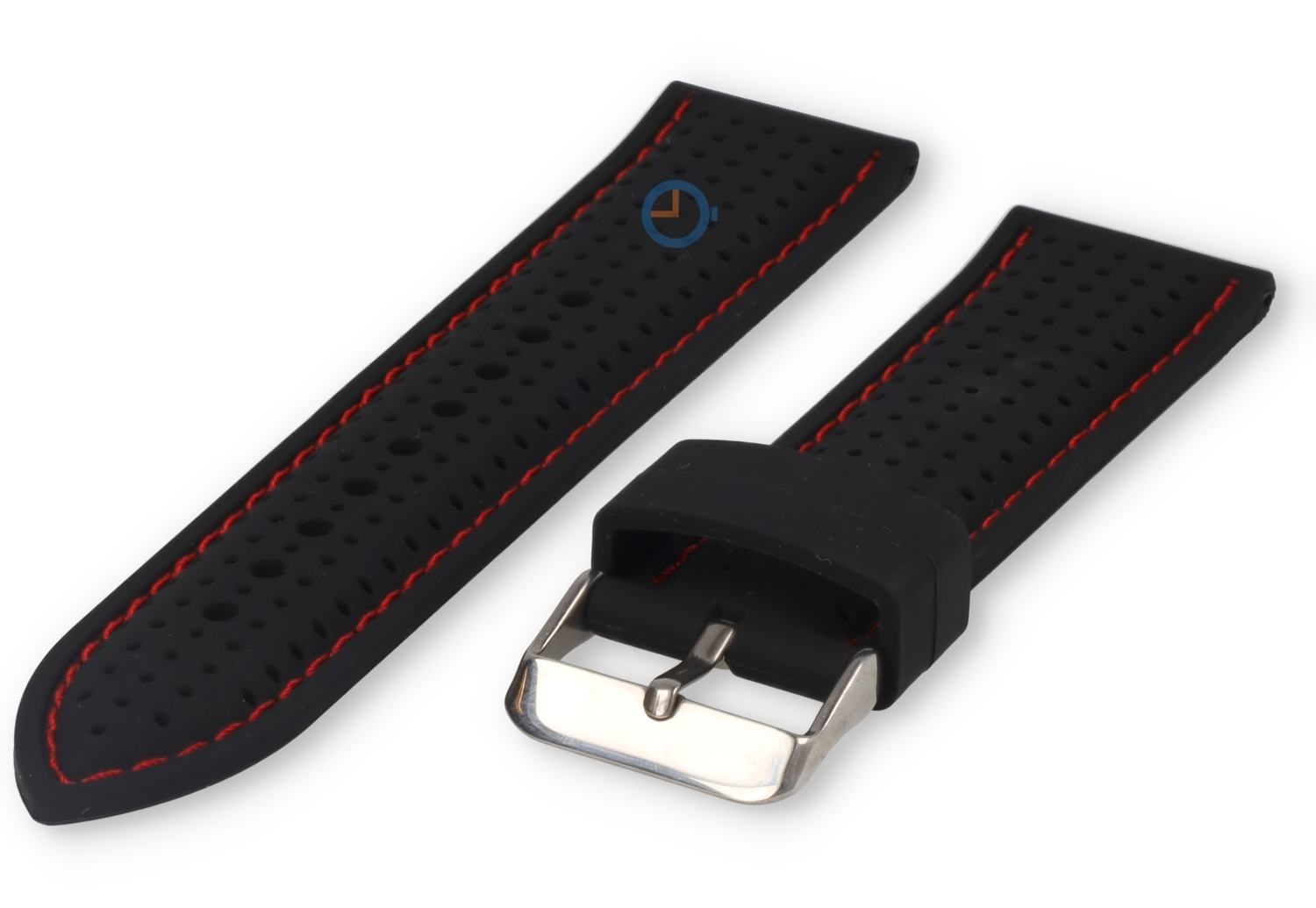 24mm Silikon Uhrenarmband Schwarz/Rot