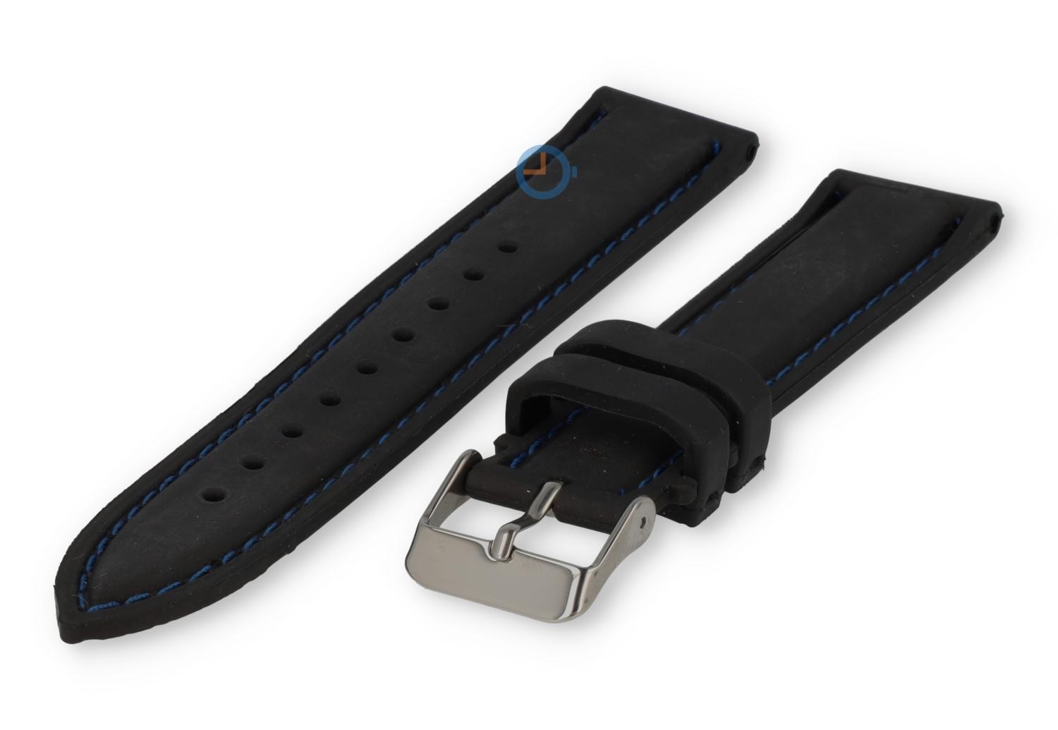 20mm Silikon Armband: Schwarz/Blau