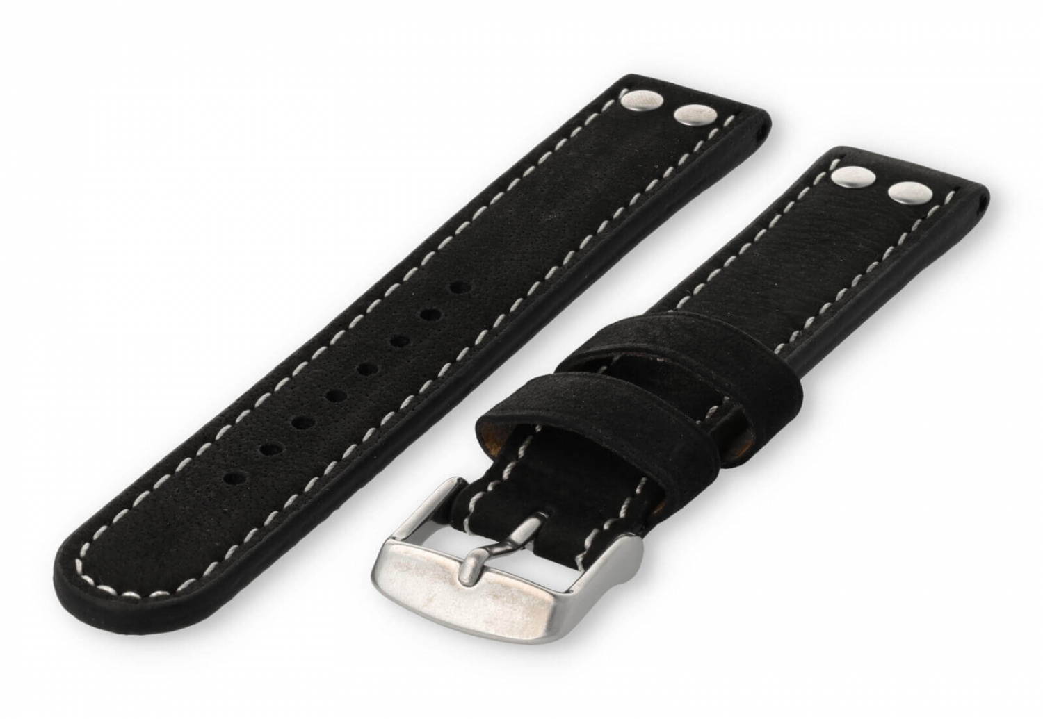 Flieger Uhrenarmband 18mm schwarzes Leder