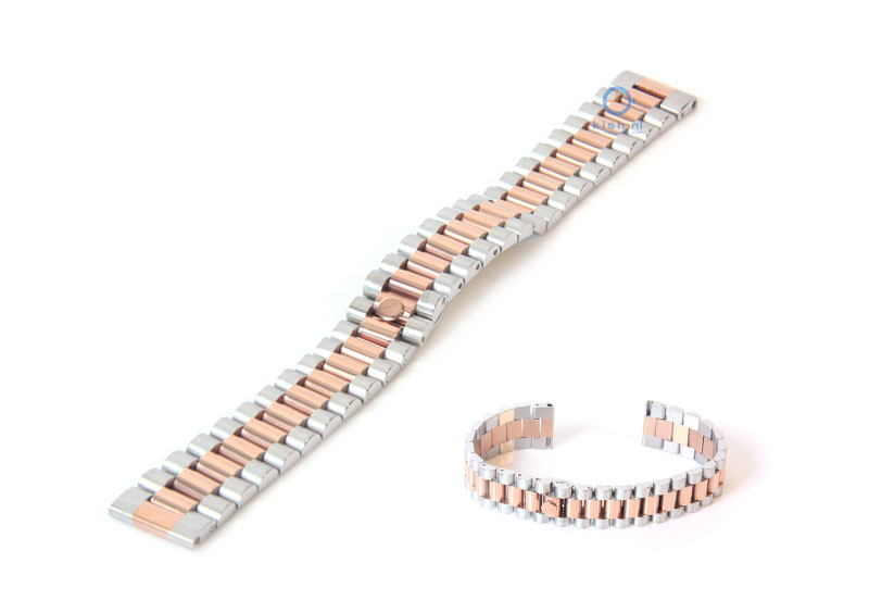Uhrenarmband 18mm Stahl silber/rosegold