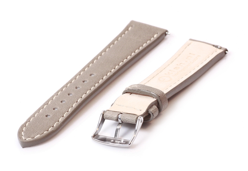 Horlogeband 16mm grijs leer