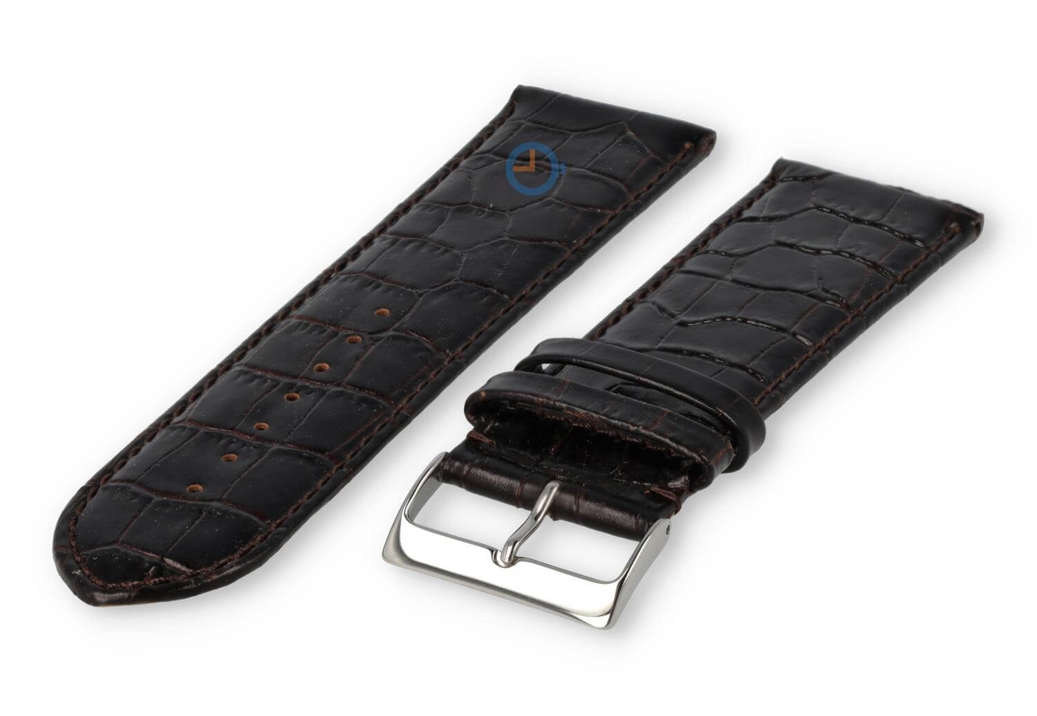 Kalbsleder XL band mit Kroko - Muster - 28mm - dunkelbraun