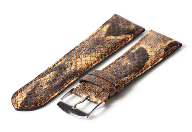 Uhrenarmband 24mm Braun Leder mit Slangendruck