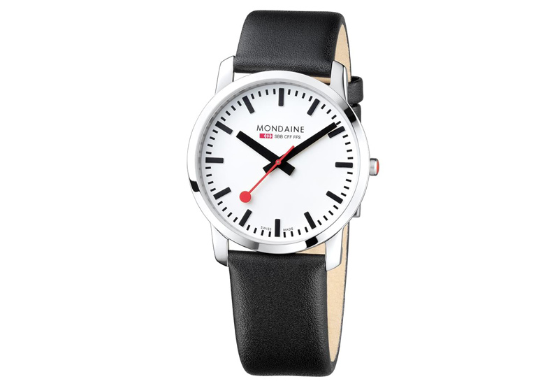 Mondaine 22mm Uhrenarmband Schwarz glänzend