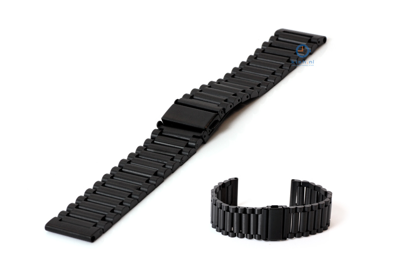Uhrenarmband 24mm mattschwarzer Stahl