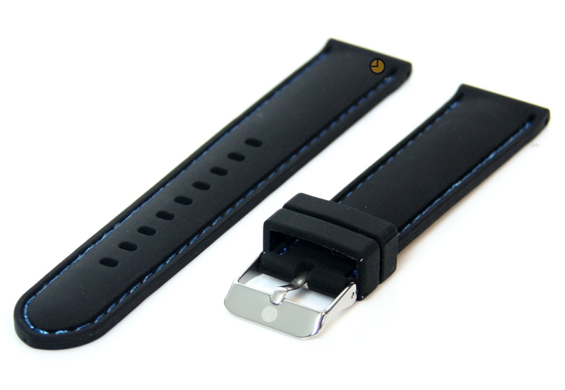 Uhrenarmband 18mm Silikon Schwarz/Blau