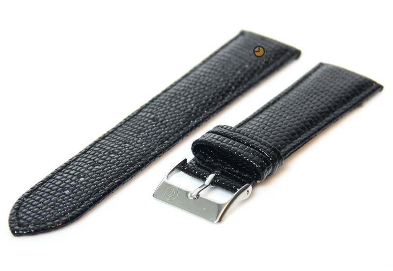 Uhrenarmband 20mm Schwarz Leder mit Eidechsendruck