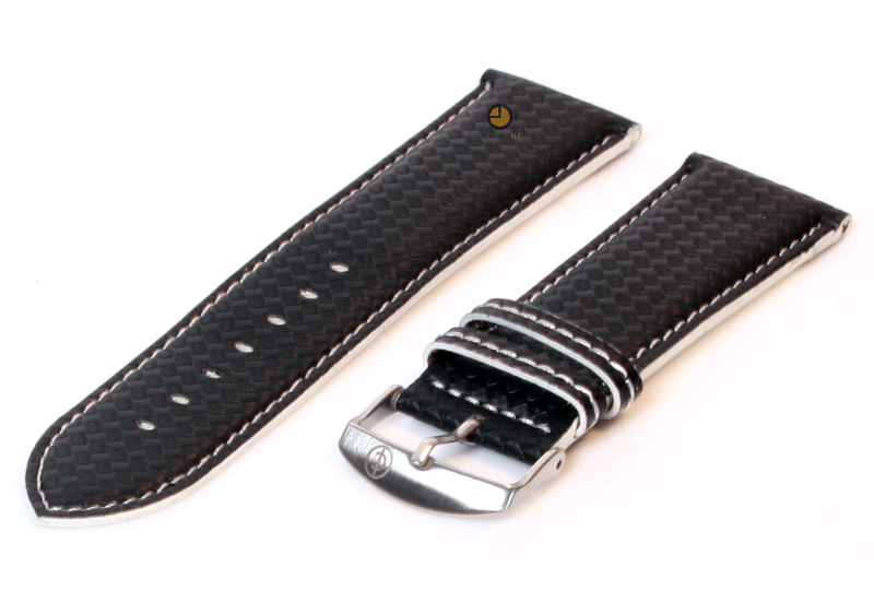 Uhrenarmband 26mm Schwarz - Weiß wasserfestes Leder