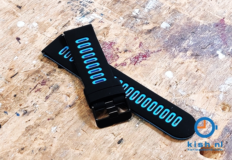 Siliconen horlogeband 22mm - zwart/blauw