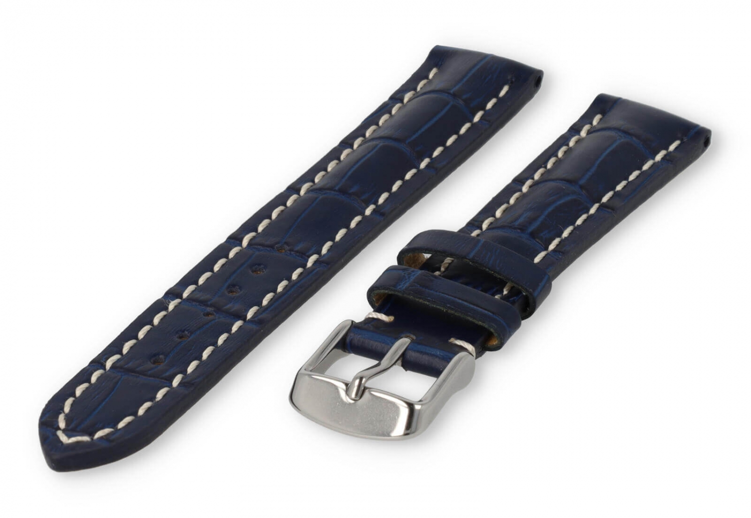 Uhrenarmband mit krokoprint 18mm marineblaues Leder