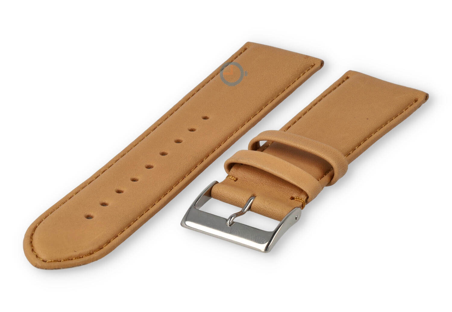 24mm Uhrenarmband glatt Leder - hellbraun