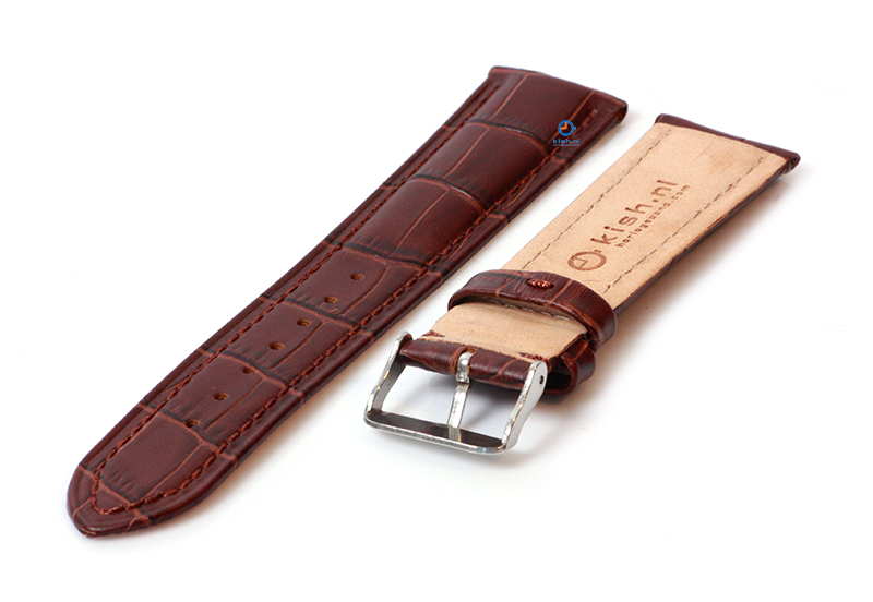 Horlogeband 22mm croco leer bruin