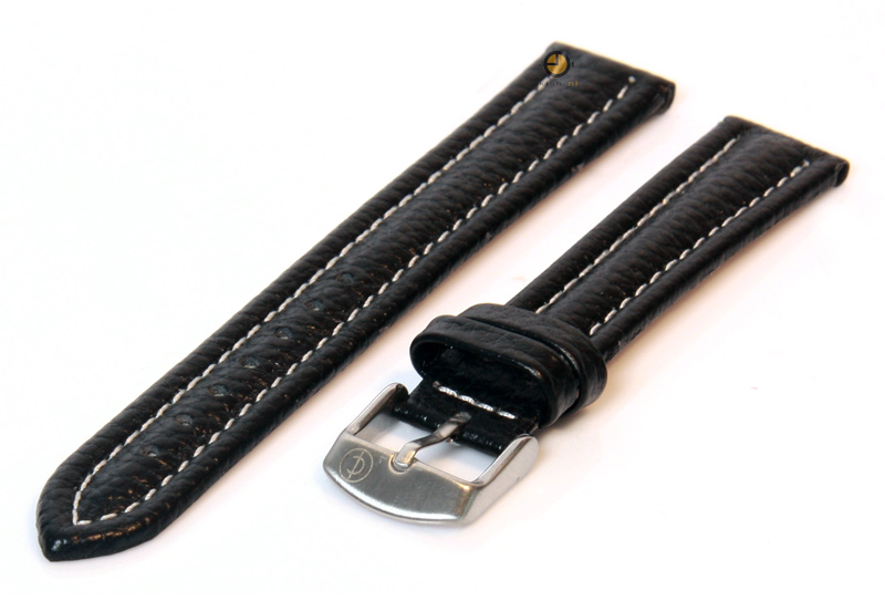 Uhrenarmband 18mm Schwarz Stierleder