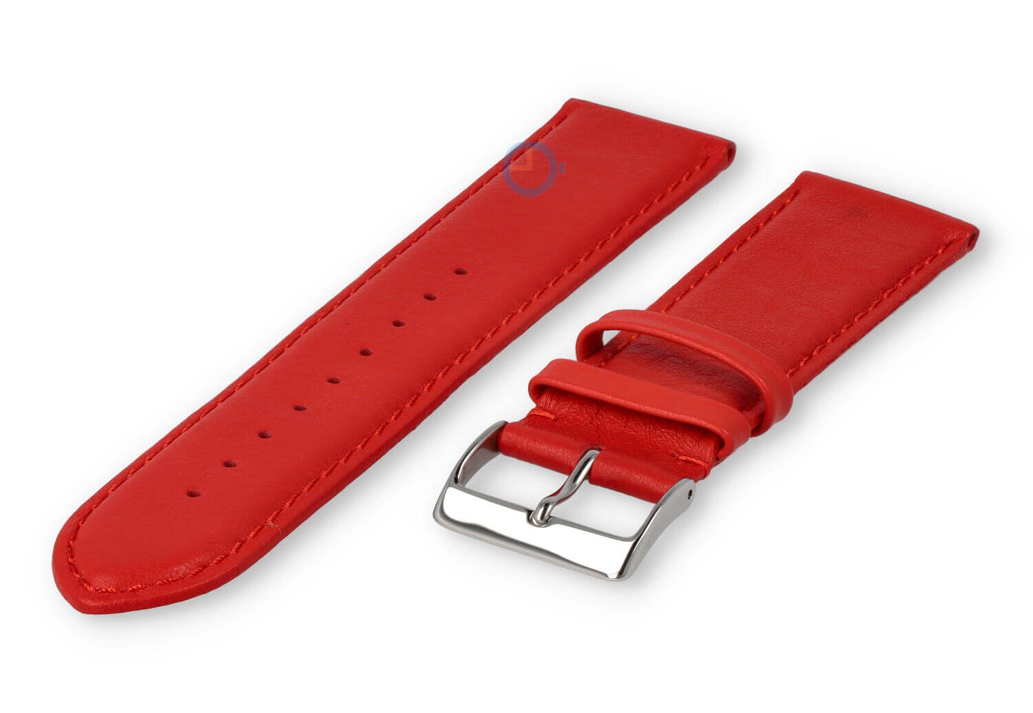 24mm Uhrenarmband glatt Leder - Hellrot