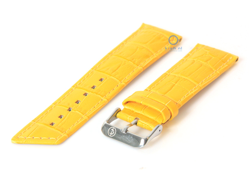 Uhrenarmband 24mm gelb Leder mit Krokostruktur