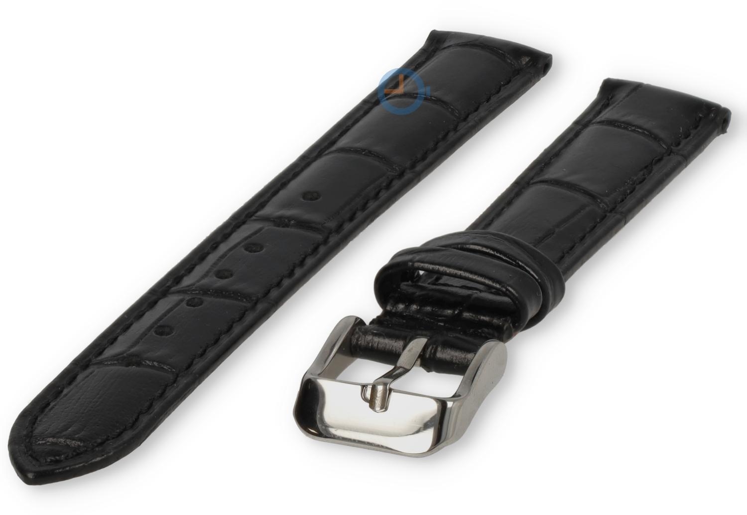 Uhrenarmband 17mm - Kroko Leder - schwarz