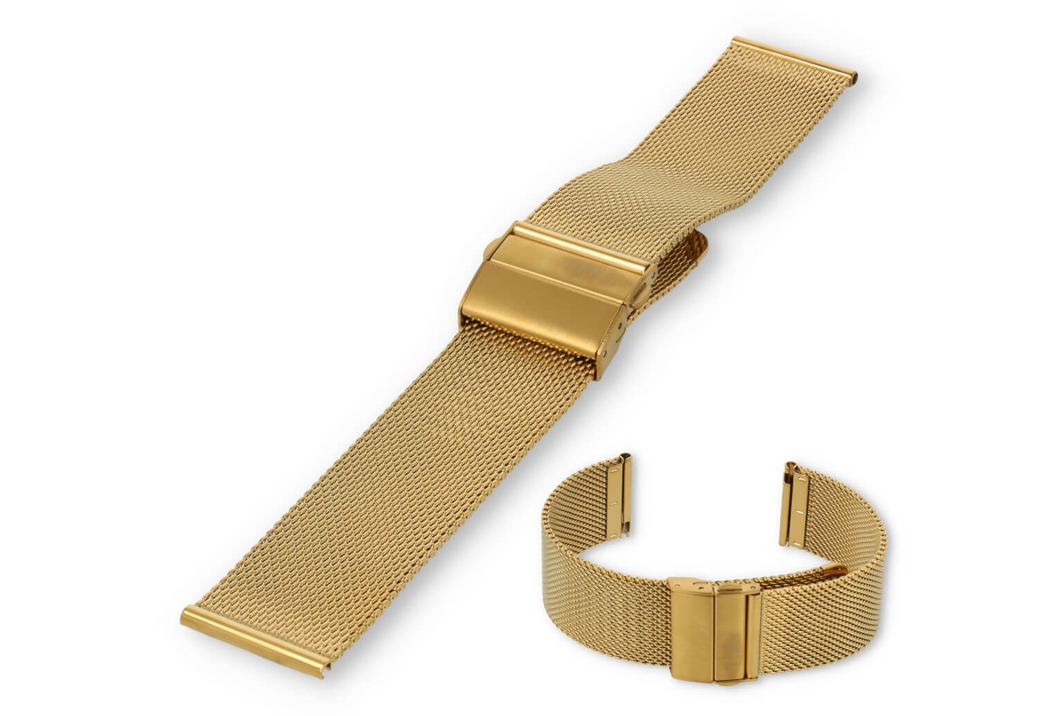 Mailänder Uhrenarmband 20mm Gold - verstellbare Faltschließe