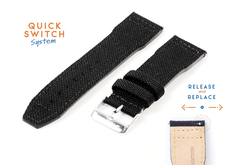 Fromanteel Lederarmband mit Nylon Cordura - Schwarz