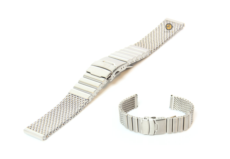 Uhrenarmband 24mm Silber MailÃ¤nder Stahl matt
