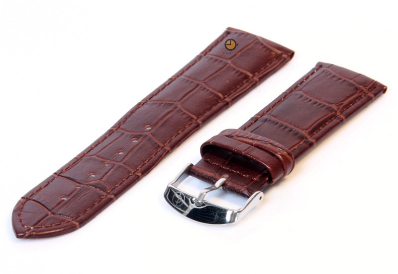 Uhrenarmband 22mm Dunkelbraun Leder mit Kroko - Druck