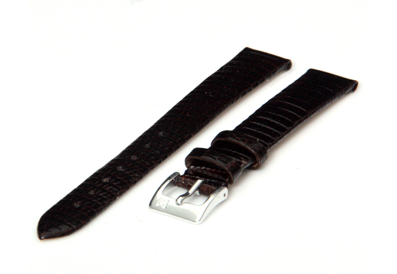Uhrenarmband 14mm Dunkelbraun Leder mit Eidechsendruck XL
