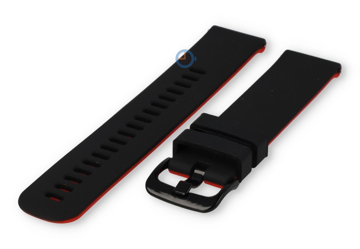 Silikon Uhrenarmband 20mm - schwarz/rot