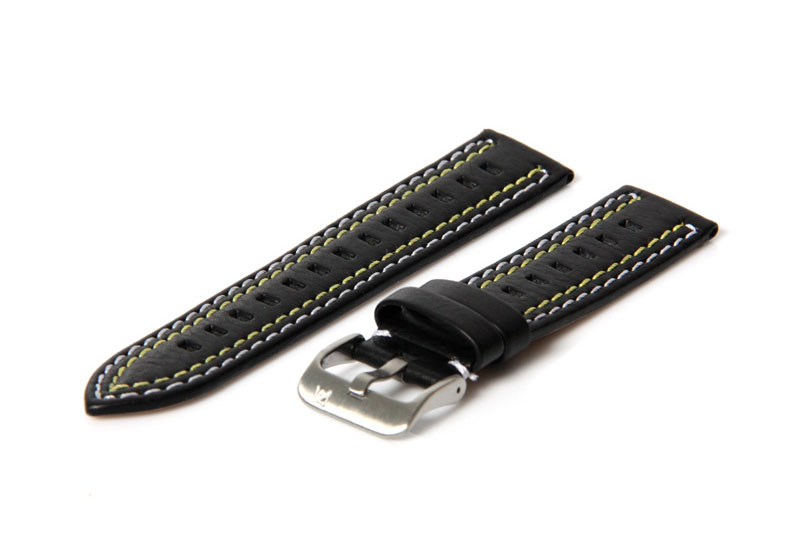 Uhrenarmband 24mm Schwarz Leder (sport)