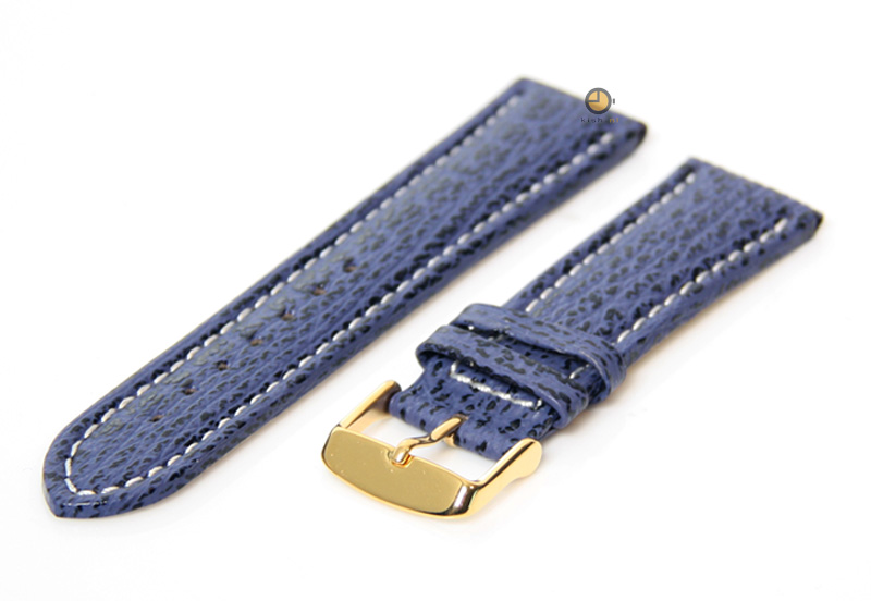 Uhrenarmband 22mm Blau Leder mit Hai-Druck