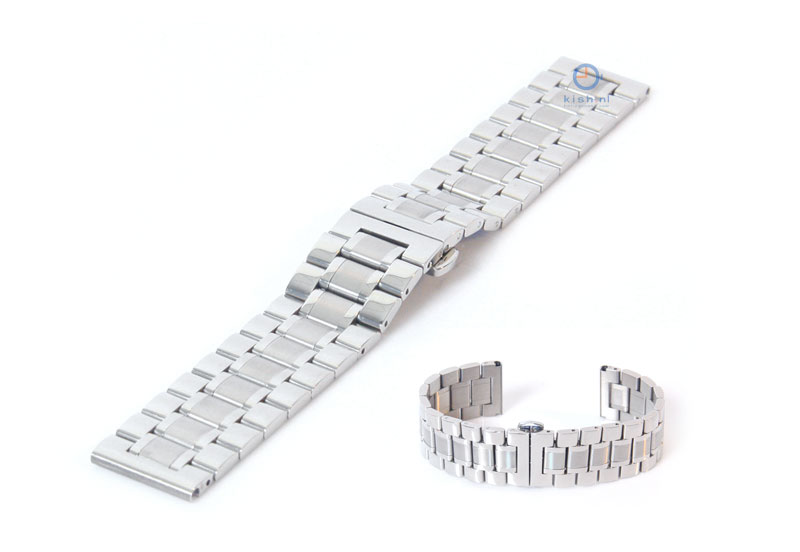 Uhrenarmband 22mm silber Stahl matt/poliert (teilweise)