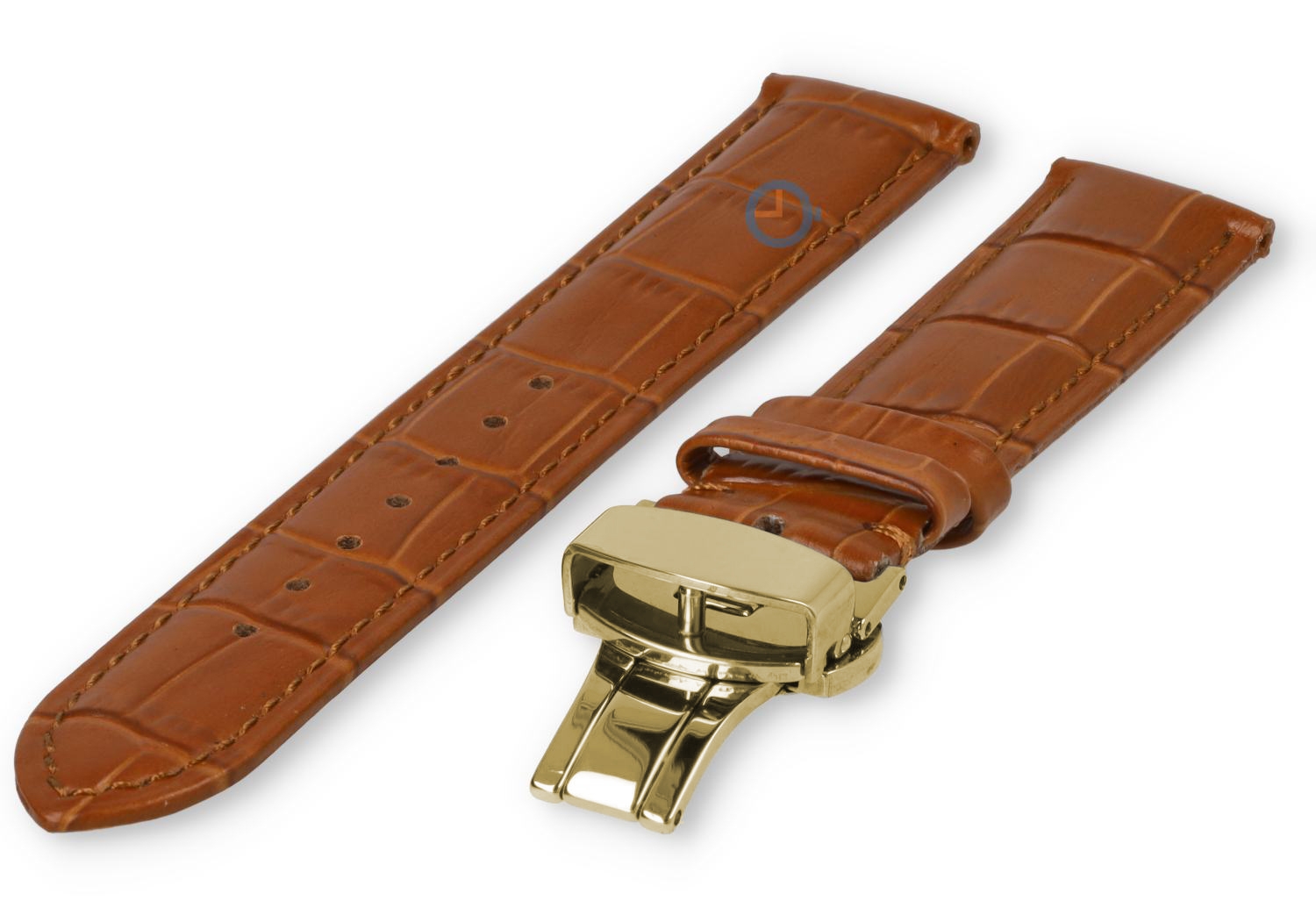 Luxe Tissot horlogeband lichtbruin leer - vlindersluiting (goud) - 18mm