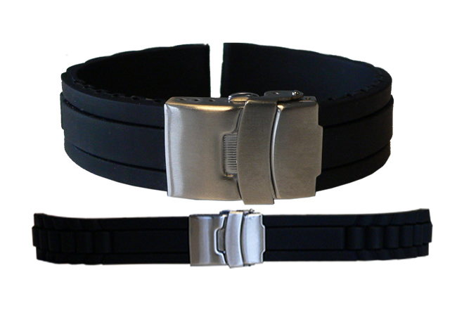Uhrenarmband 16mm Schwarz Kautschuk