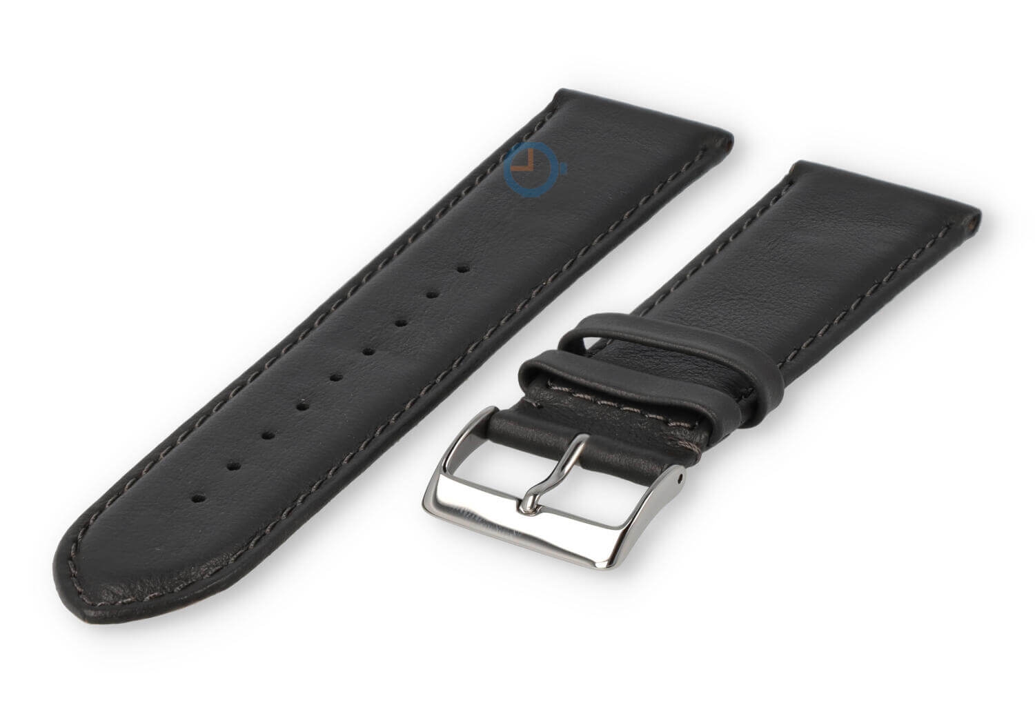24mm Uhrenarmband glatt Leder - dunkelgrau
