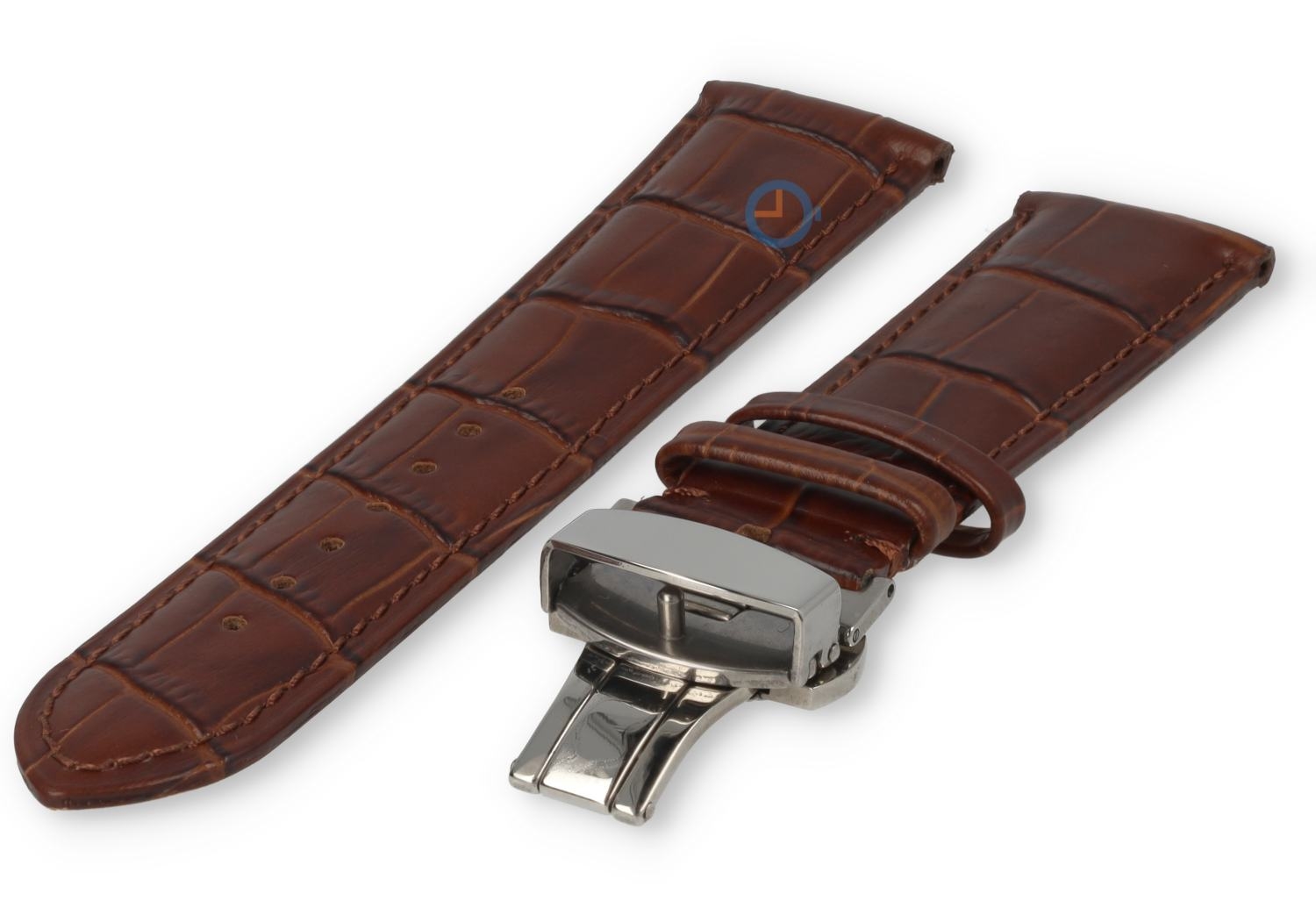 23mm Uhrenarmband Krokoleder mit Schmitterlingsfaltschließe - dunkelbraun