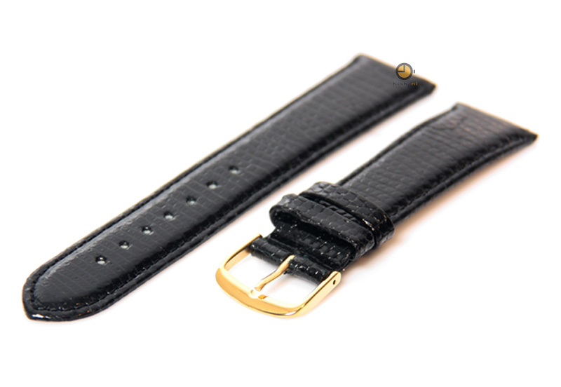 Uhrenarmband 20mm Schwarz Eidechsenleder