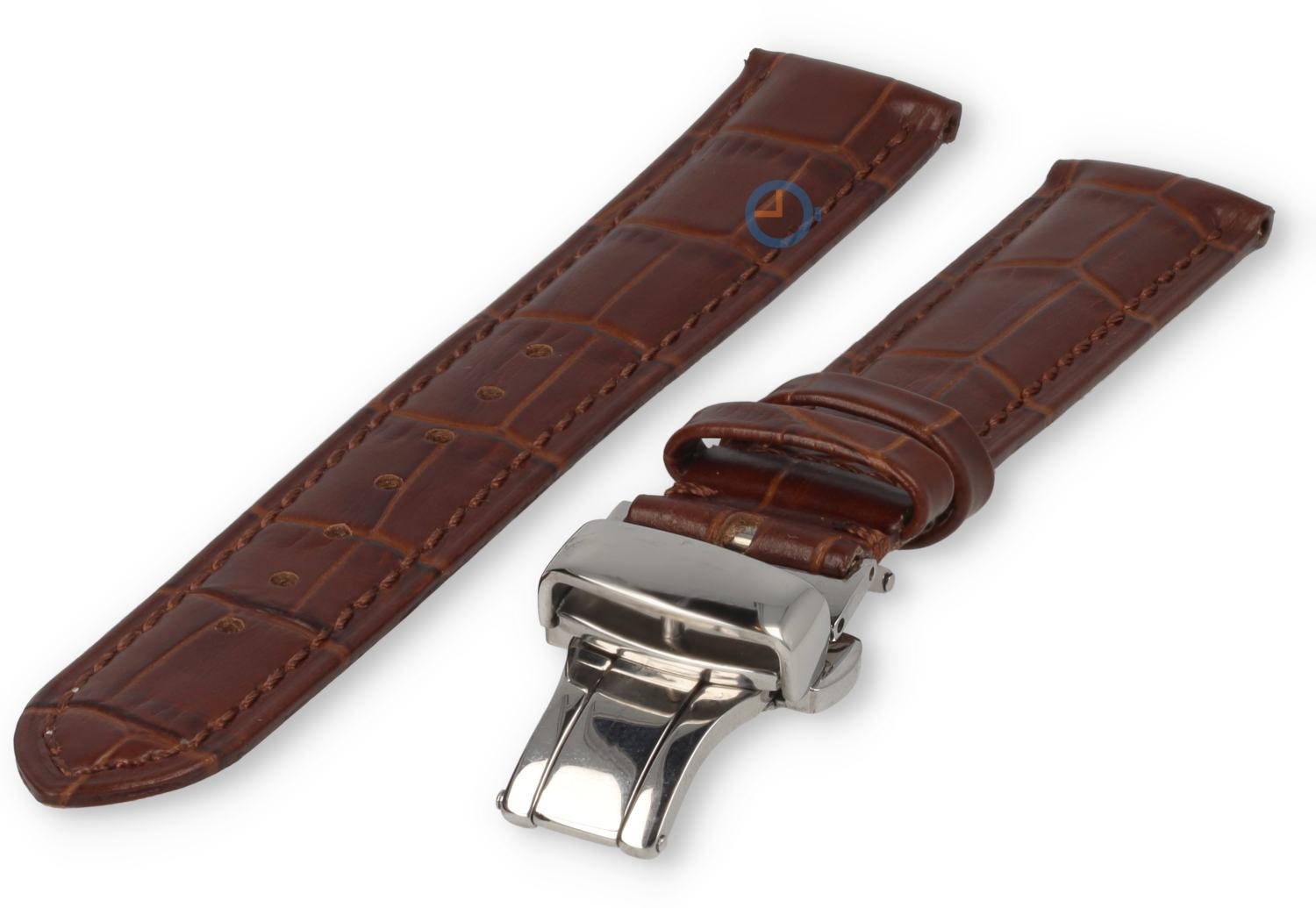 Luxe Edox horlogeband donkerbruin leer - vlindersluiting - 16mm