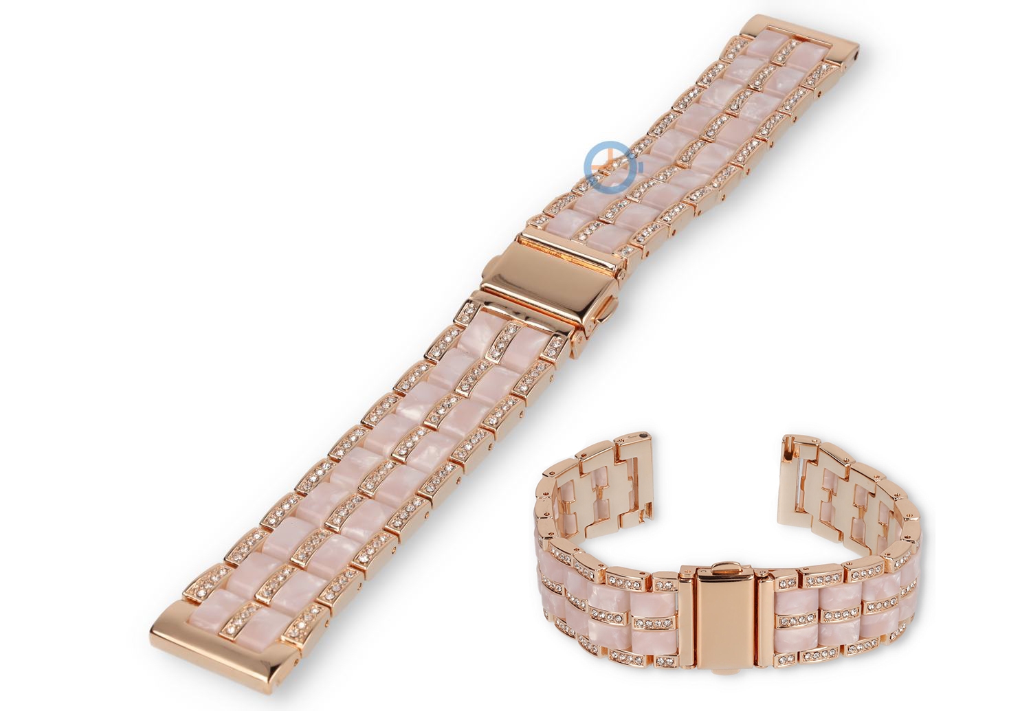 20mm modernes Uhrenarmband Stahl/Resin - roségold/rosa