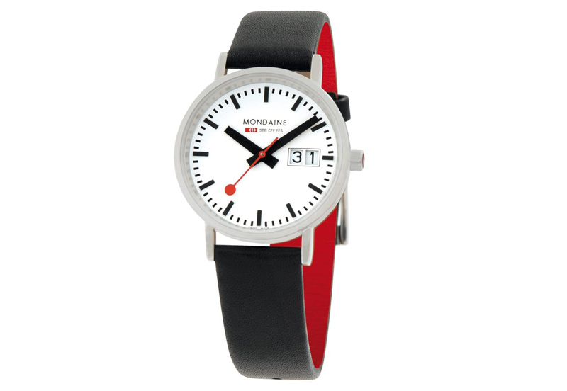 Mondaine 16mm Uhrenarmband Schwarz Rot matt