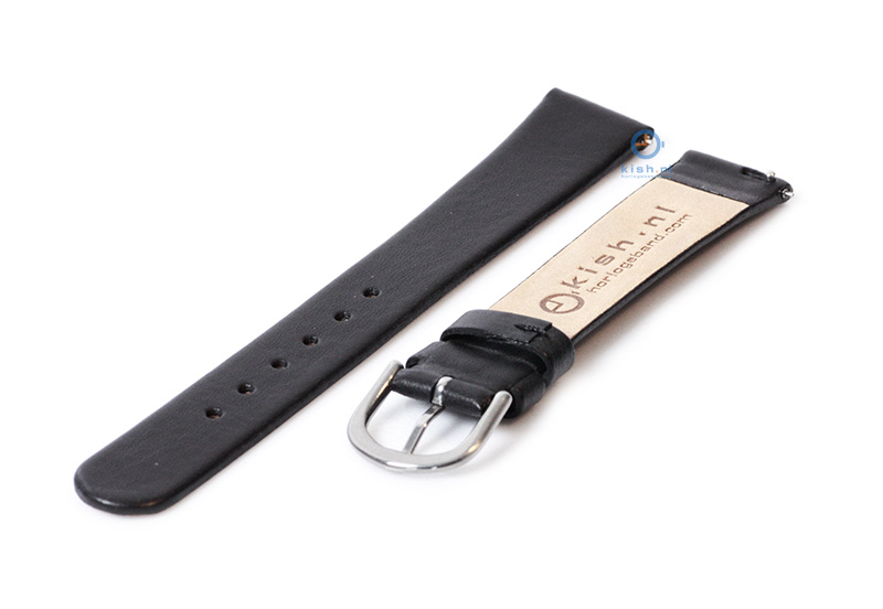 Horlogeband 20mm naadloos zwart leer
