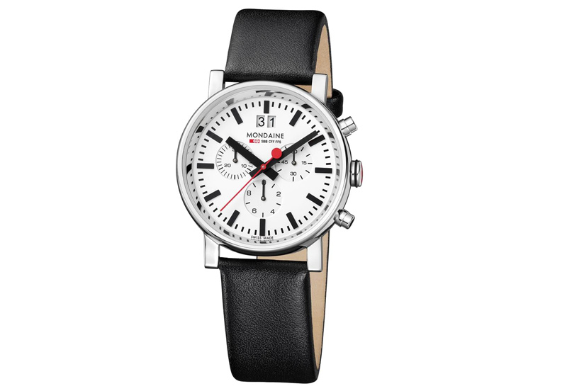 Mondaine 20mm Uhrenarmband Schwarz glänzend