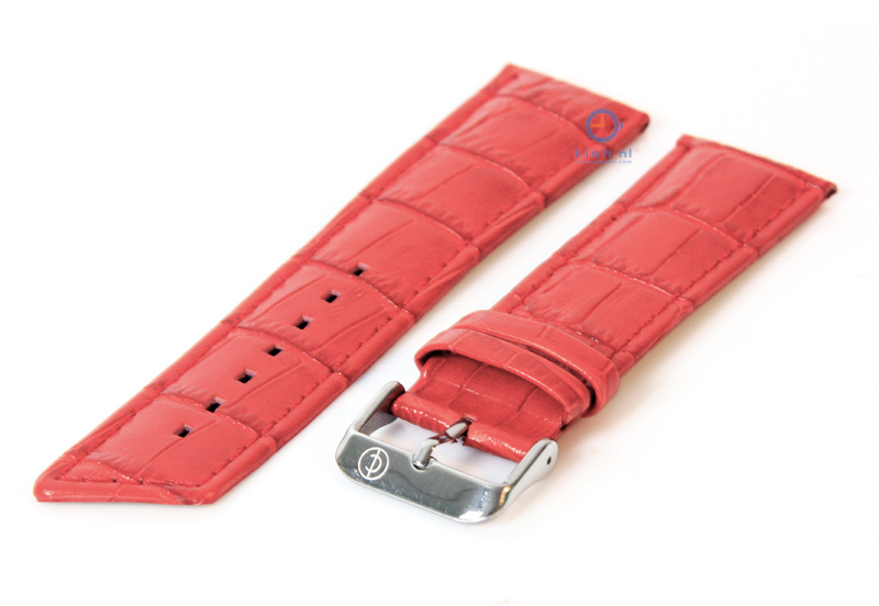 Uhrenarmband 24mm rot Leder mit Kroko - Druck