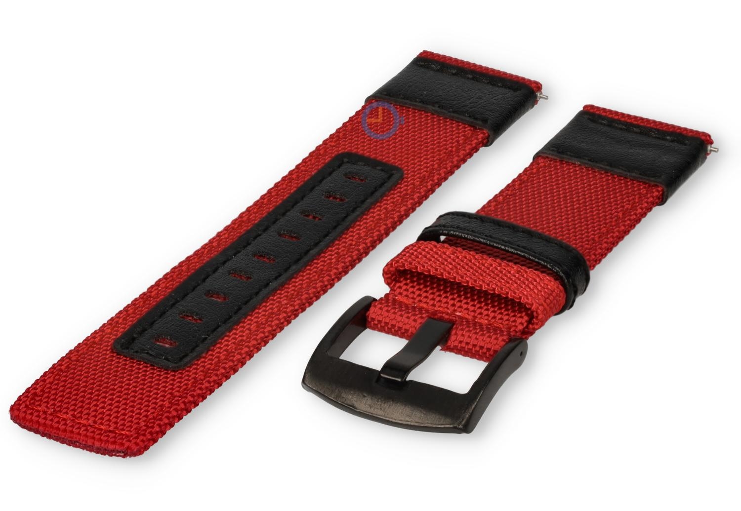 Hybrid-Armband - Nylon/Leder - 20mm rot