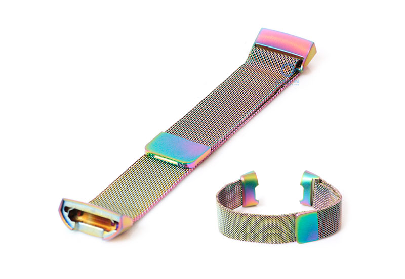 Ersatzarmband für Fitbit Charge 3 Edelstahl Milanaise multicolor