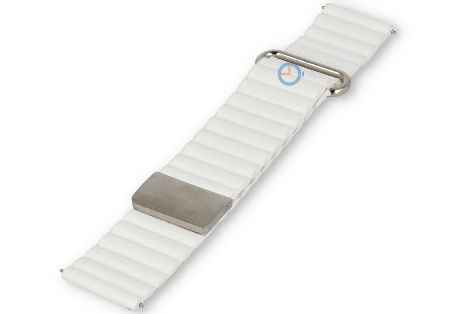 20mm Leder Band mit Magnetschließe - weiß