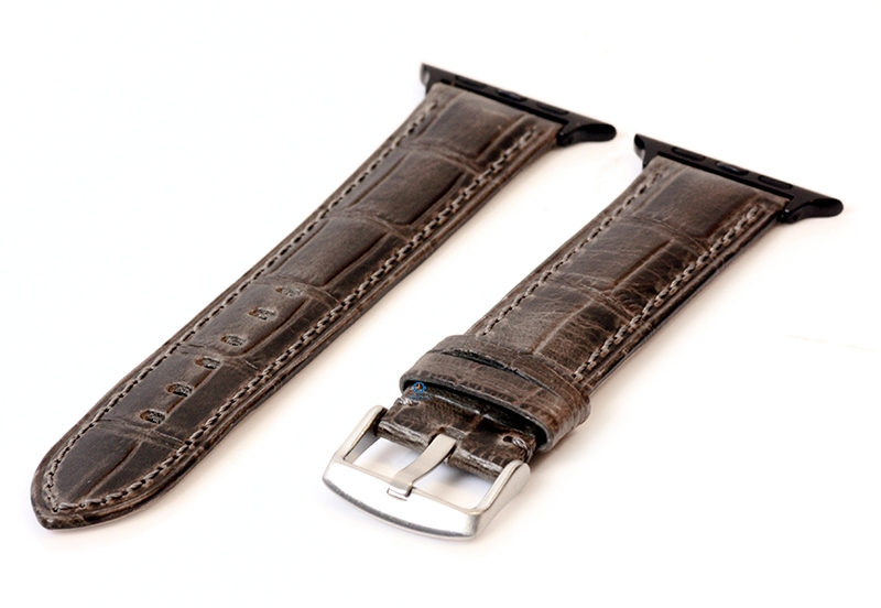 Apple Uhrenarmband croco Leder grau - 44/45/46/49mm