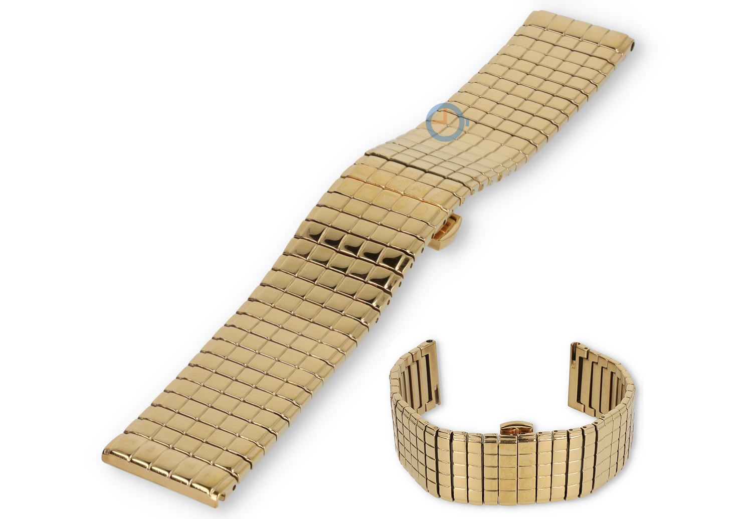 Blockmuster Stahl Uhrenarmband - 22mm - gold