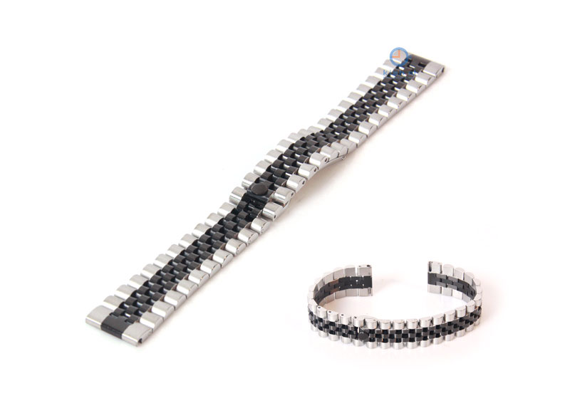 Uhrenarmband 20mm Edelstahl silber/schwarz