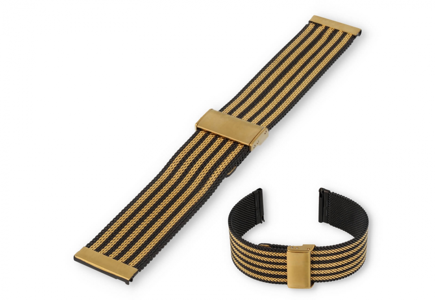 Uhrenarmband 22mm Mailänder schwarz/Gold - Quick Switch (FEIN)