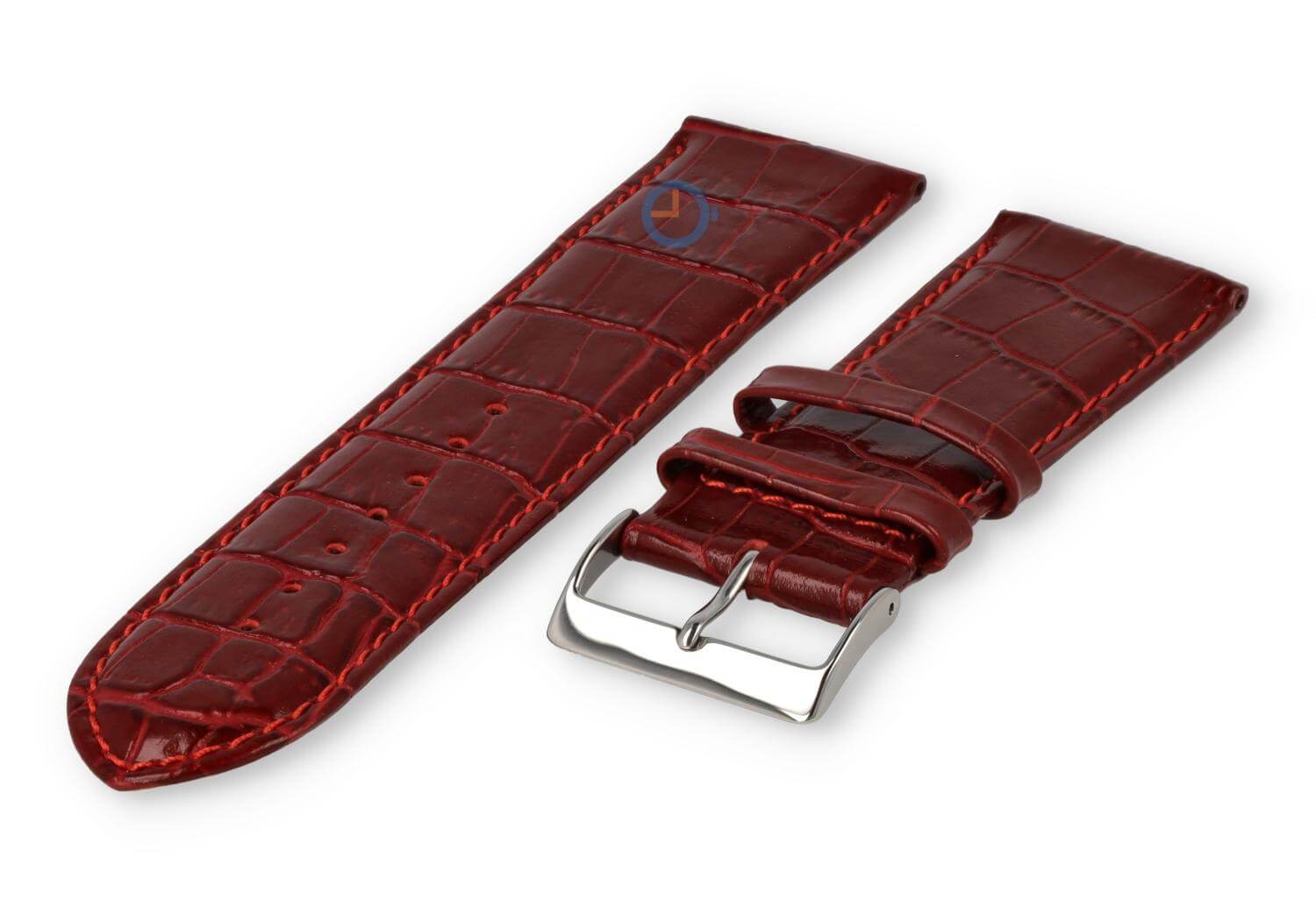 Gepolstertes Kroko - Lederband - 24mm - bordeaux