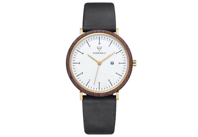 Kerbholz Uhrenarmband Amelie Walnut Gold Midnight Black